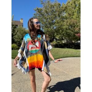Shuggie Fierce Upcycled and Handmade Kantha Led Zepplin Poncho One Size